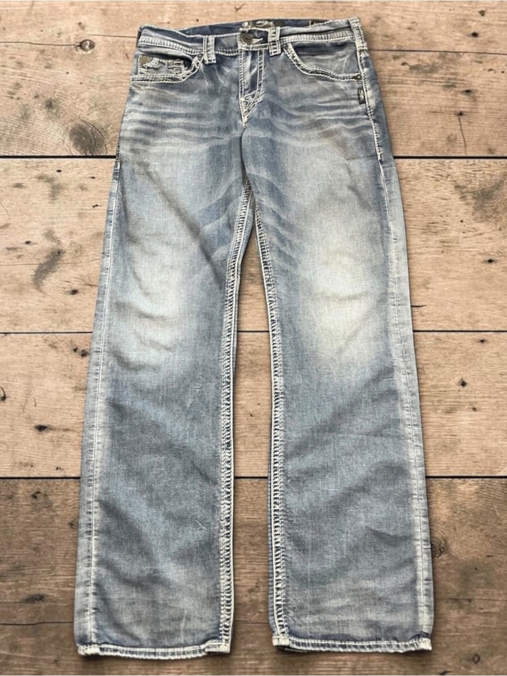 Silver Jeans Men's Washed Light Blue Straight Jeans